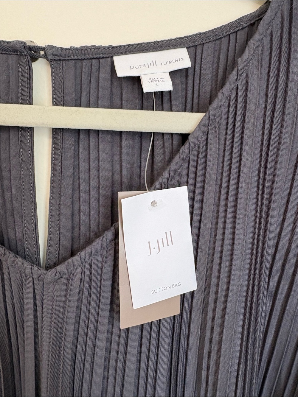 J. Jill NWT sz L Women’s PureJill Elements Pleated Knit Jumpsuit in Charcoal - Picture 7 of 14